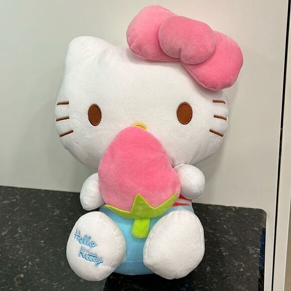 Sanrio Hello Kitty Holding strawberry with pink bow on head 14” - Picture 1 of 8